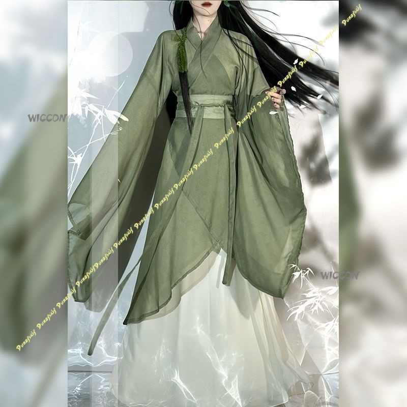 Anime Cosplay Girl With Black Hair - Китайский костюм ханьфу с большими рукавами