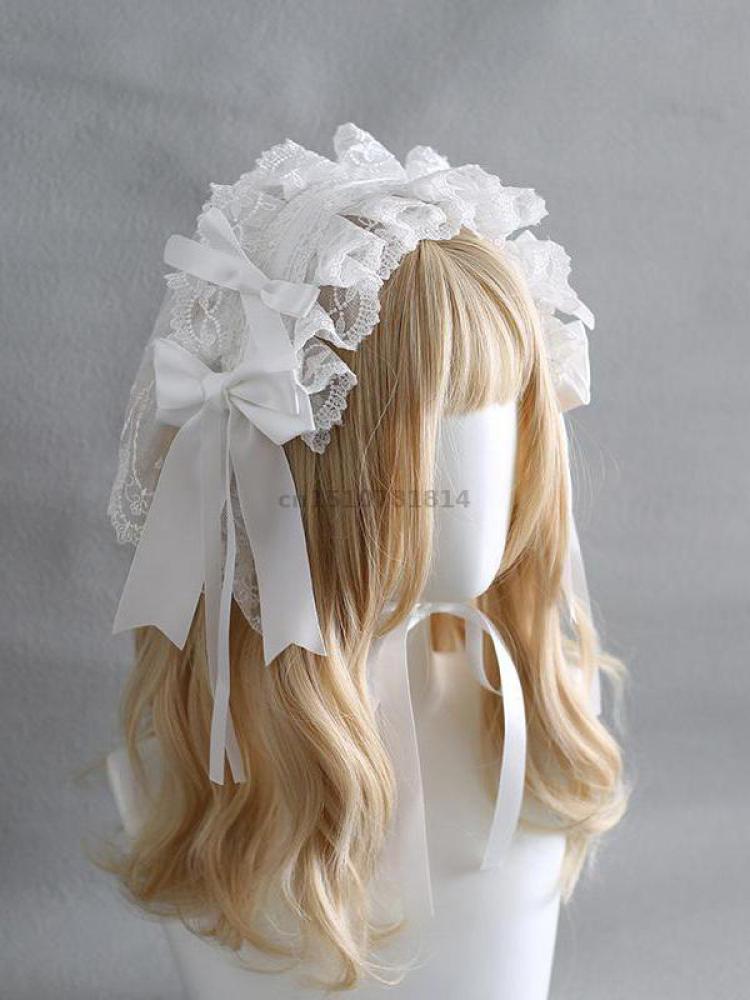 Cosplay Anime White Hair - 2026 Готическая Лолита Кружевная повязка на