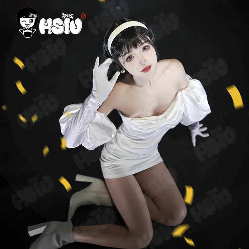 Cosplay Anime White Hair - Костюм аниме инопланетянина, белое платье, короткие