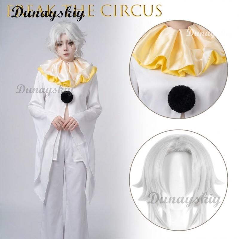 Костюм белого клоуна Пьеро для – обзор и цена Cosplay Anime White Hair