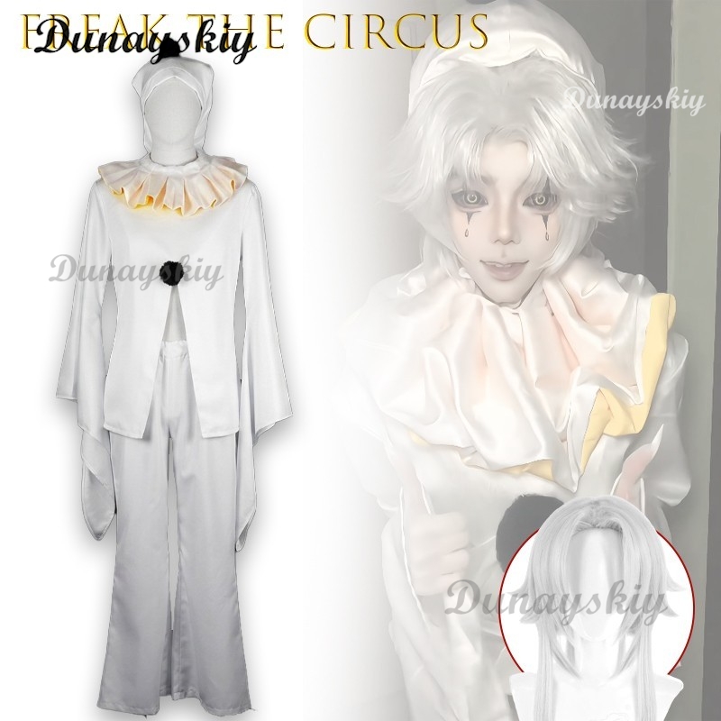 Костюм белого клоуна Пьеро для – обзор и цена Cosplay Anime White Hair